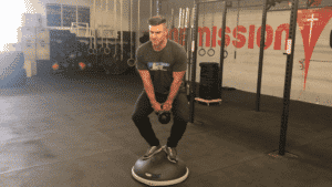 BOSU Ball Exercise Compression Swing Crouching BOSU Ball Exercise Compression Swing Crouching
